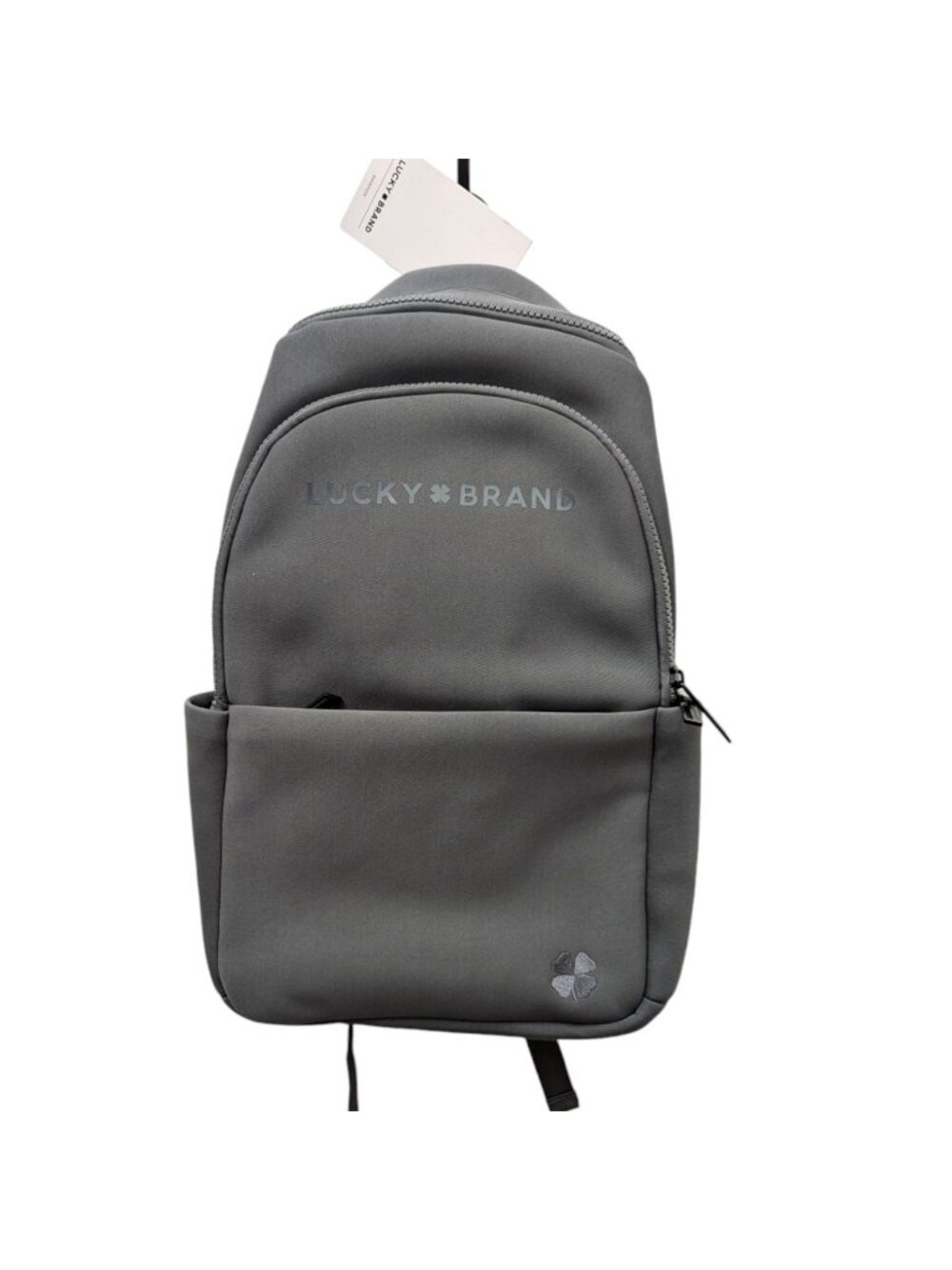 Large Lucky Brand Gray Grey Neoprene Laptop Backpack Travel Bag